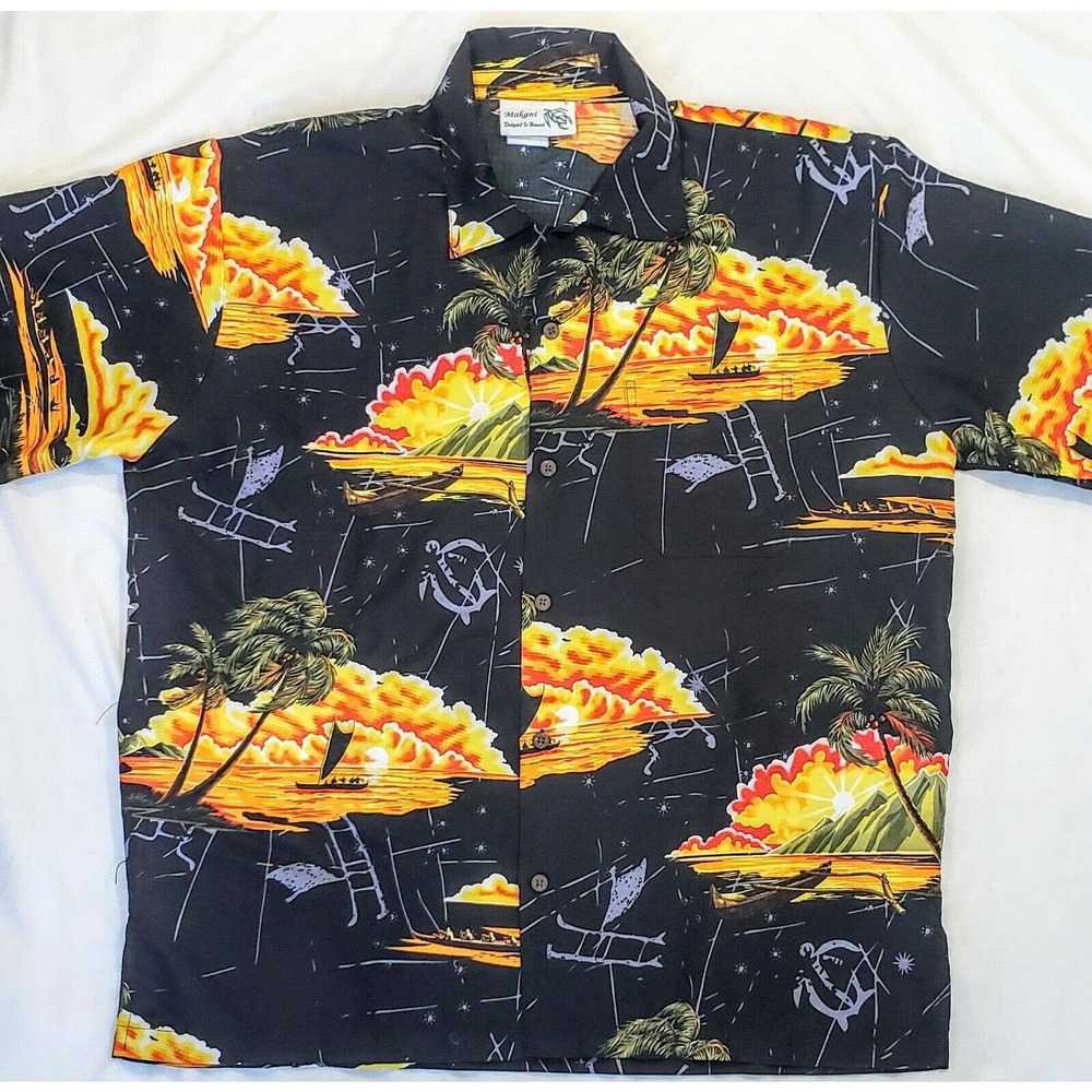 MAKANI Hawaiian Shirt Floral Design Pocket Large